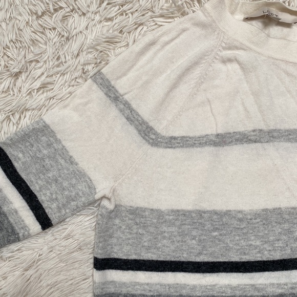 Loft Drape Open Cardigan 💗 Gray & White - Picture 7 of 13